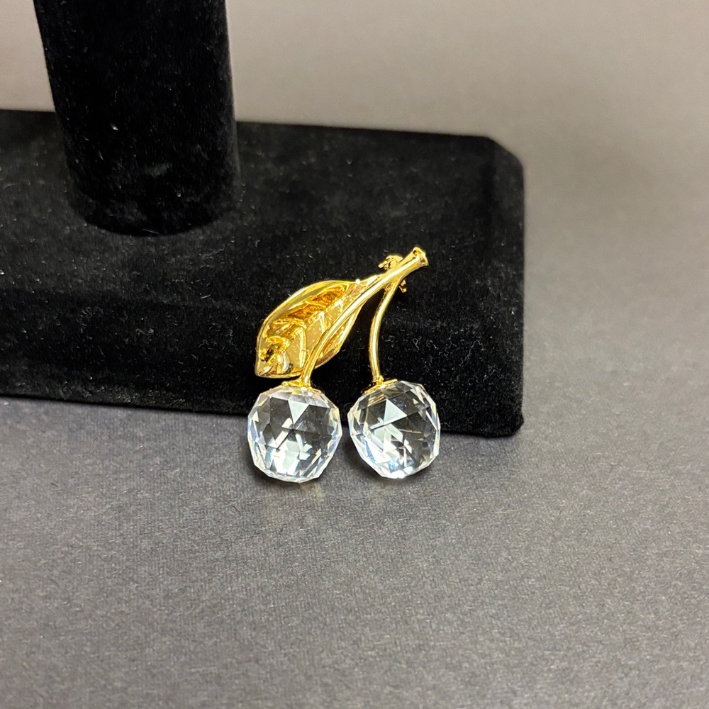 Swarovski Crystal Memories Gold Tone Cherry Brooch